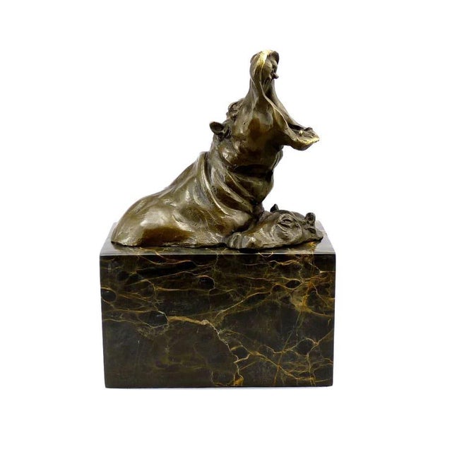 Metal Bronze Little Hippo Statue For Sale - Image 7 of 8