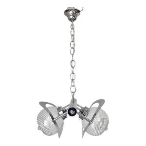 Vintage Italian Pendant With Clear Handblown Murano Glass by Sciolari