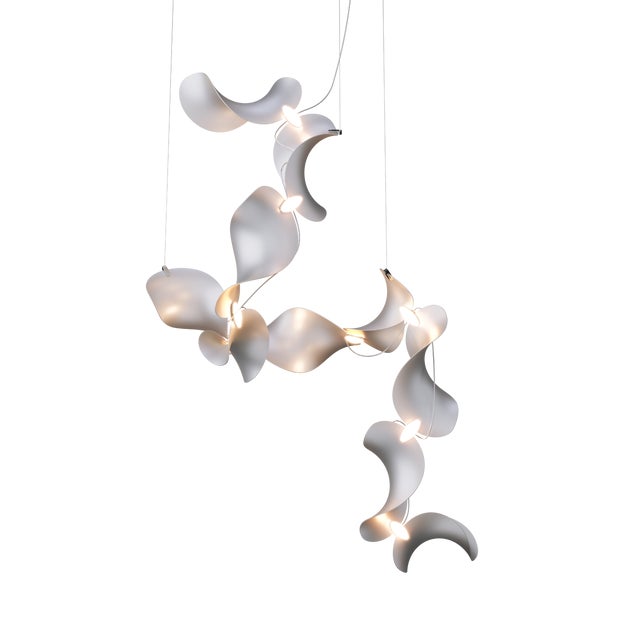 Dune 10 Spiral Chandelier with Silver Anodized Shades by Daniel Becker For Sale - Image 13 of 13