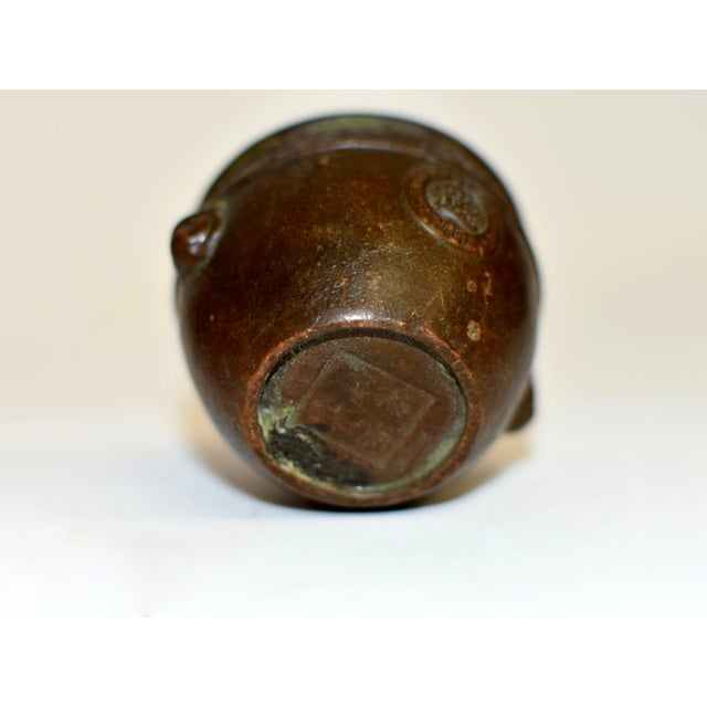 Brown 4 Antique Chinese Solid Bronze Mini Censers Incense Burners For Sale - Image 8 of 18