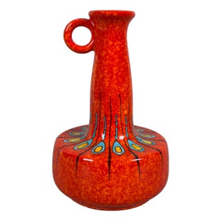 Modernist Majolica Jug Vase by Roberto Rigon for Bertoncello, 1970s For Sale