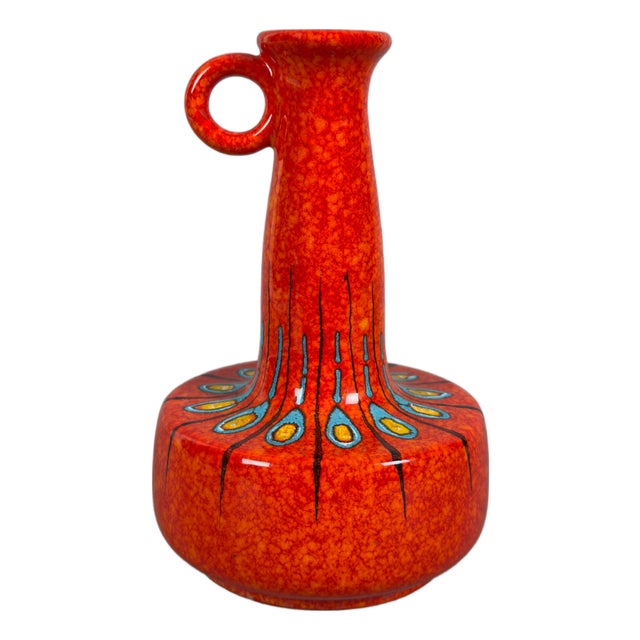 Modernist Majolica Jug Vase by Roberto Rigon for Bertoncello, 1970s For Sale