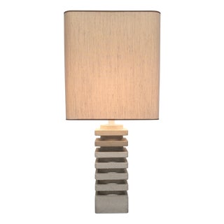 Large Vintage Brutalist Lamp in Limestone, 1970s For Sale