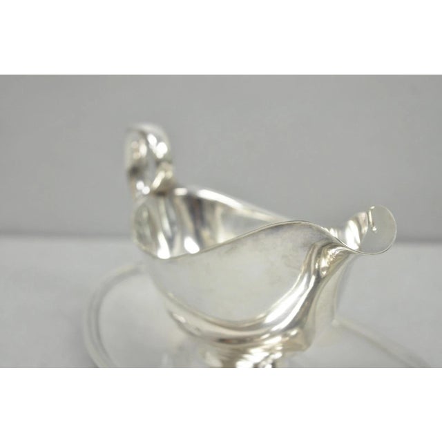 Gorham Vintage Gorham Y430 Victorian Silver Plated Gravy Sauce Boat W / Dish For Sale - Image 4 of 10