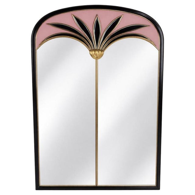 Large Vintage Art Deco Italian Mirror in Pink and Black, 1970s For Sale - Image 12 of 12