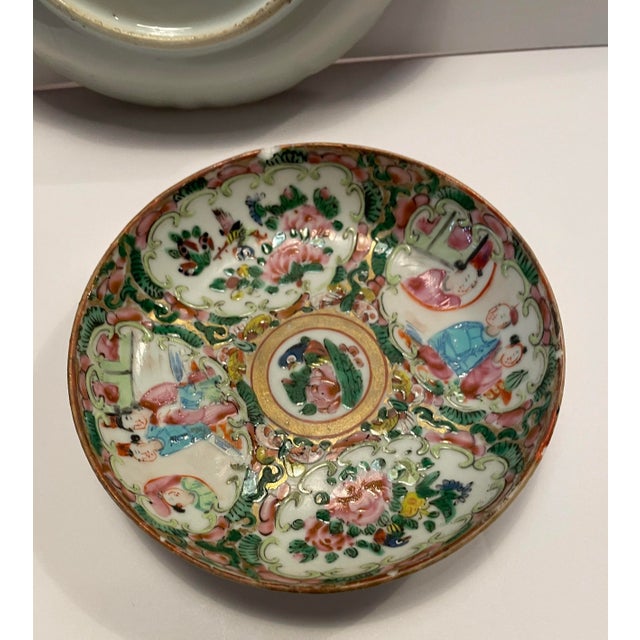 1900 - 1909 Antique Rose Medallion Porcelain China - Set of 8 Pieces For Sale - Image 5 of 8