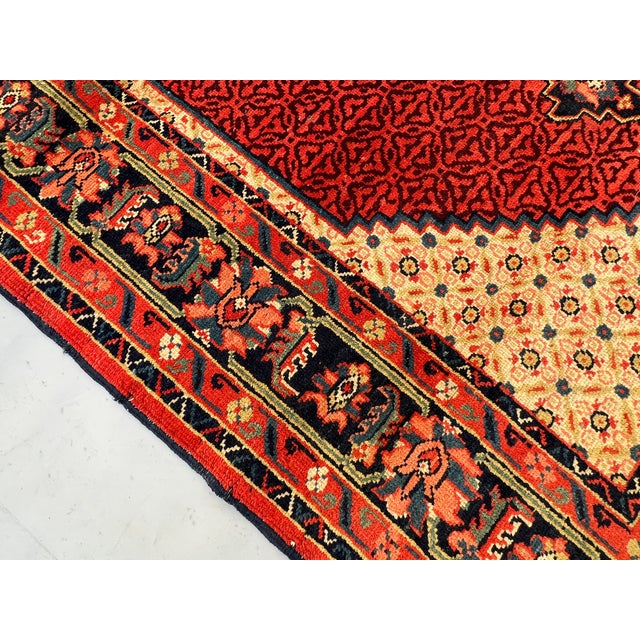 Gold Rust Persian Senneh Herati Medallion Hand-Knotted Wool Rug - 4'2" X 6'7" For Sale - Image 8 of 14