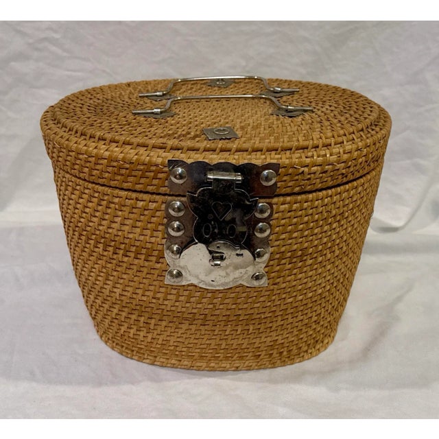 Rattan Wicker Picnic Basket With Tea Set Included For Sale - Image 10 of 10