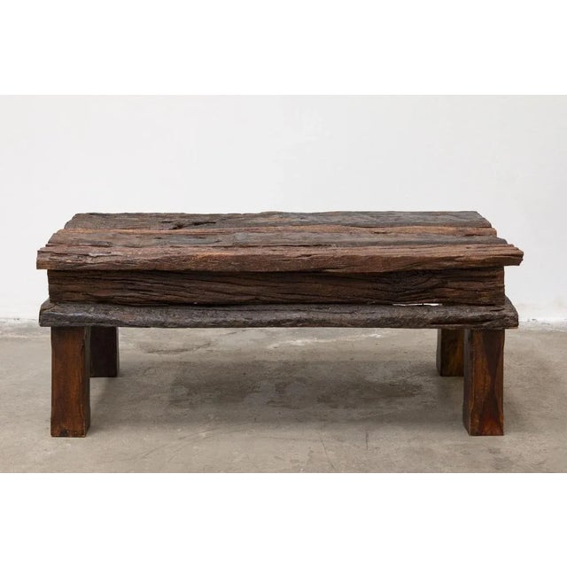 Handcrafted Coffee Table in Oak and Teak For Sale - Image 5 of 11