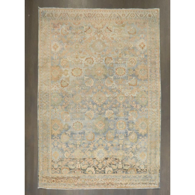 Antique Zabihi Collection Persian Mahal Light Blue Field Rug - 7' x 10' For Sale - Image 4 of 12