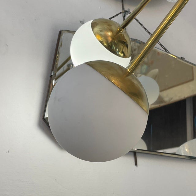 Mid-Century Modern Sputnik Lamp with White Balls and Crystal, 1950s For Sale - Image 3 of 4