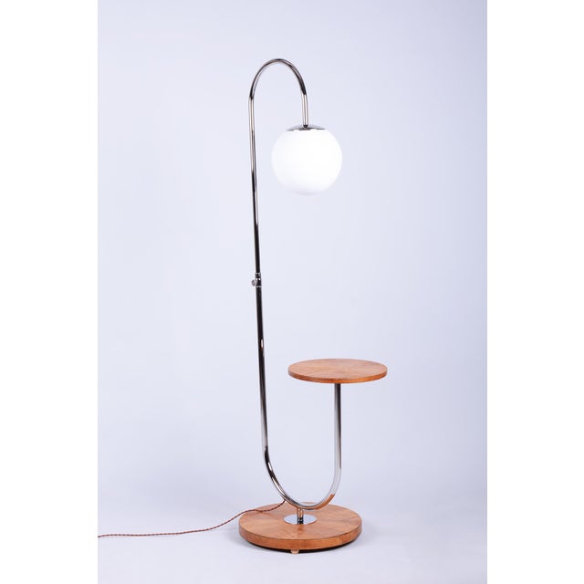 Bauhaus Floor Lamp in Oak by R. Slezák from Slezak Factories, 1920s For Sale - Image 12 of 12