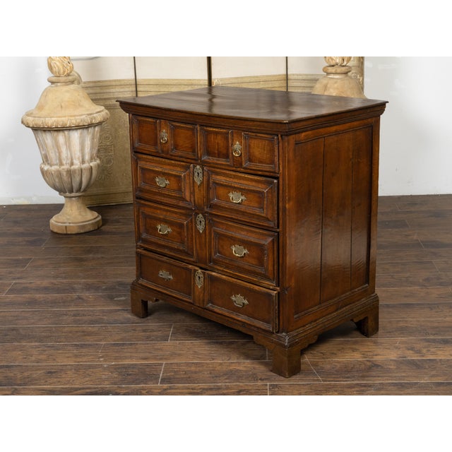 English 1810s George III Period Geometric Front Oak Chest with Five Drawers For Sale In Atlanta - Image 6 of 12