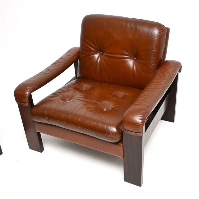 Wood Vintage Danish Leather Chairs, 1960, Set of 2 For Sale - Image 7 of 11