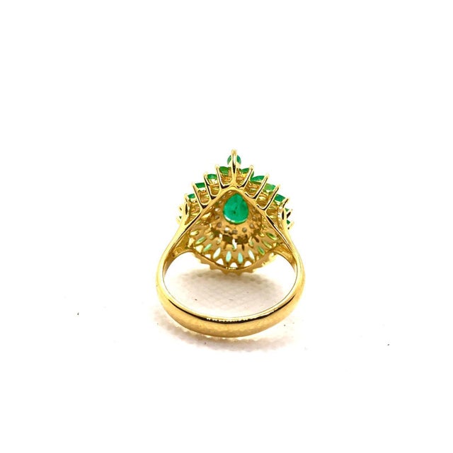 Bochic “Capri” Vintage Natural Diamond & Emerald Retro Ring Set In 18K & Silver For Sale - Image 9 of 13