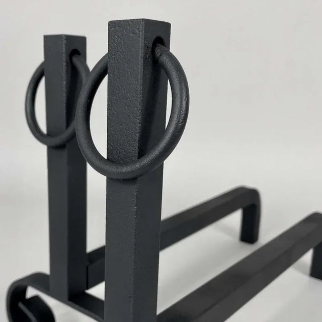 Art Deco Modern Cast Iron Andirons, 1930s, Set of 2 For Sale - Image 11 of 15