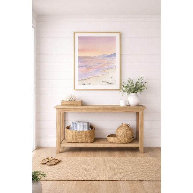 Contemporary Pastel Coastal Shoreline, Minimalist Beach Seascape Art Print, 24″ × 36″ For Sale - Image 3 of 9