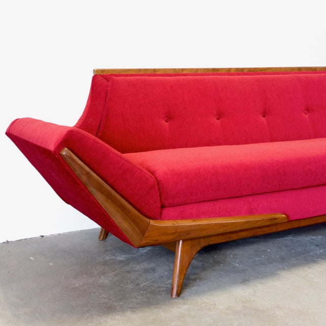 Rowe Furniture Walnut Gondola Couch / Sofa in the Style of Adrian Pearsall For Sale - Image 11 of 11