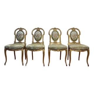 Napoleon III Gilded Wood Chairs, Set of 4 For Sale