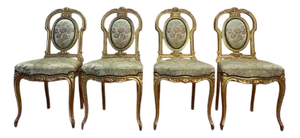 Napoleon III Gilded Wood Chairs, Set of 4