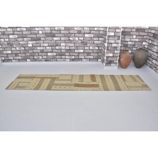 Turkish Neatrul Vintage Kilim Runner Rug For Sale - Image 3 of 10