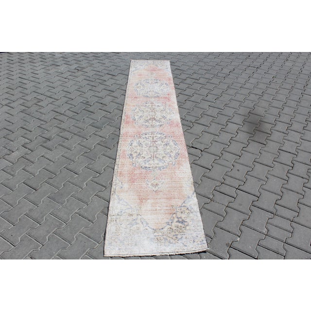 Distressed Vintage Oushak Rug Runner - 24"x131" For Sale - Image 10 of 10