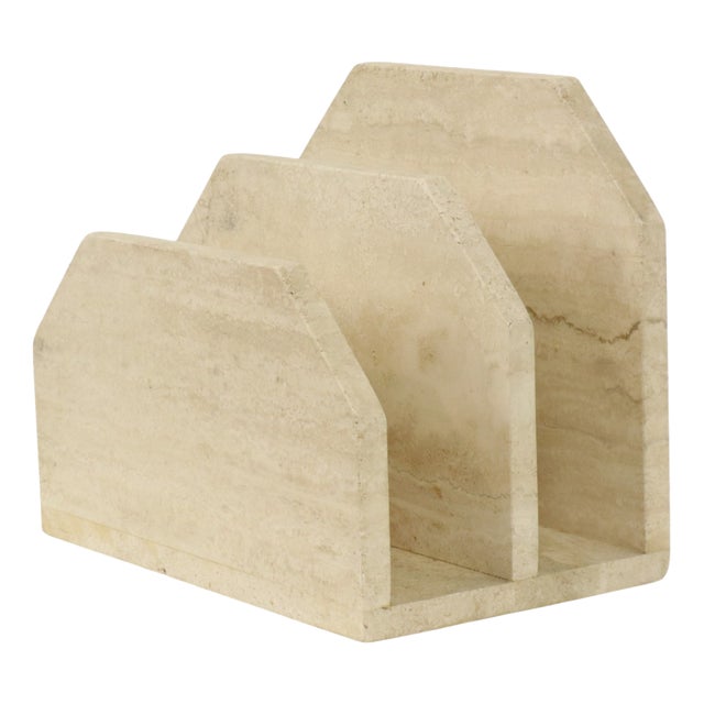 Vintage Travertine Magazine Rack, 1970s For Sale