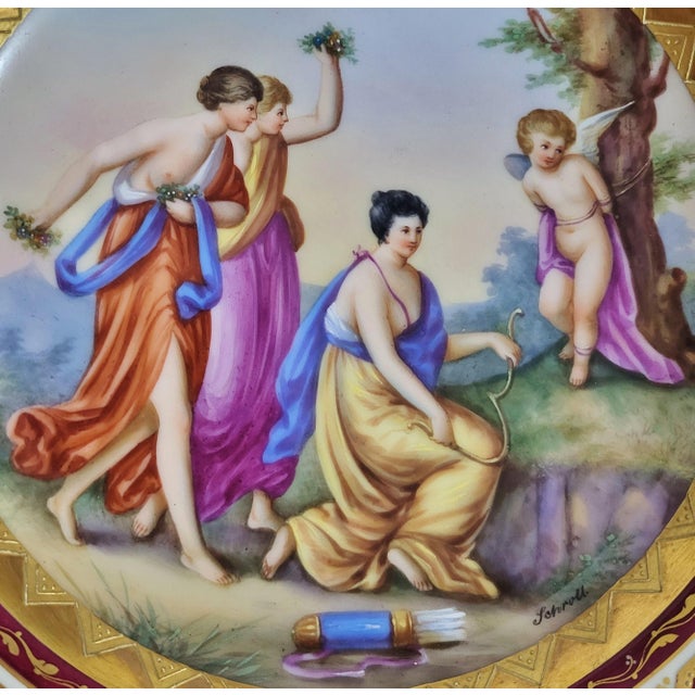 Late 19th Century Austrian 19th C Royal Vienna Allegorical Angel Porcelain Plate by Schrott For Sale - Image 5 of 13