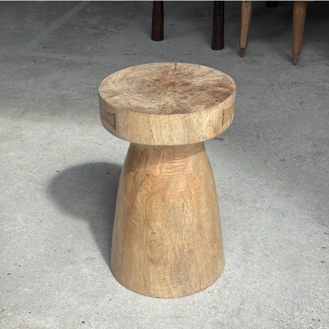 Wood Side Table in Mango Wood, 1980s For Sale - Image 7 of 18