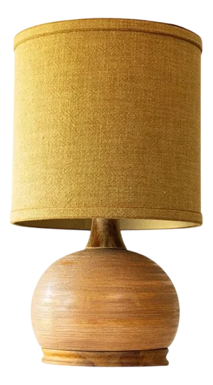 Brown Ceramic and Walnut Table Lamp by R. Houben, 1970