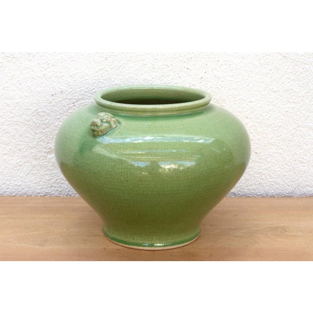 Ceramic Large Jade Vessel, Antique Green Glaze Pot For Sale - Image 7 of 10