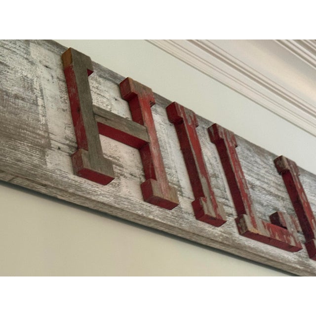 Vintage Rustic Hand-Carved “j.w. Hillard” Architectural Wood Name Sign For Sale - Image 4 of 5