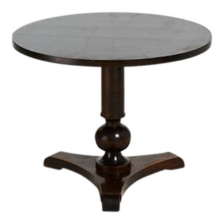 Swedish Grace Dark-Stained Birch Veneer Pedestal Table With Tripod Base, 1930s For Sale