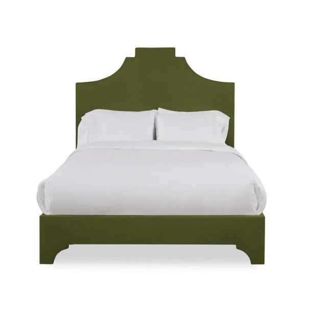 Casa Cosima Nadine Twin Bedframe, Olive Velvet For Sale - Image 4 of 4