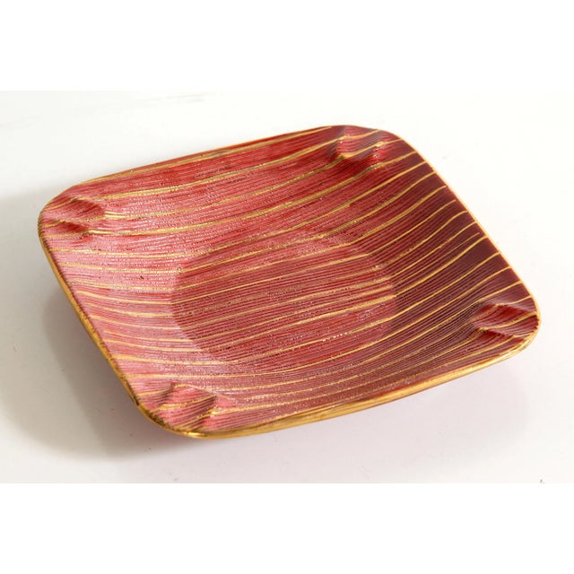 Metal Mid Century Modern Italian Sgraffito Art Pottery Cigar Ashtray For Sale - Image 7 of 10