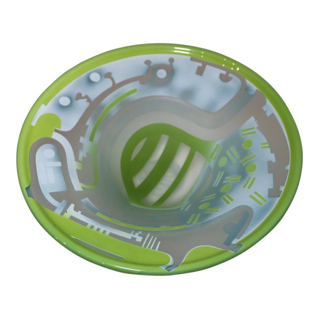 Vintage 87 Blown James Parsons Relief Art Deco Art Studio Glass Centerpiece Bowl For Sale