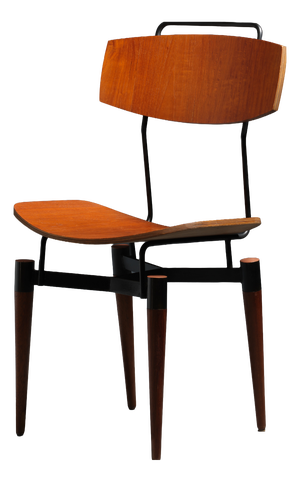 Italian Desk Chair in Teak and Black Iron, 1950s