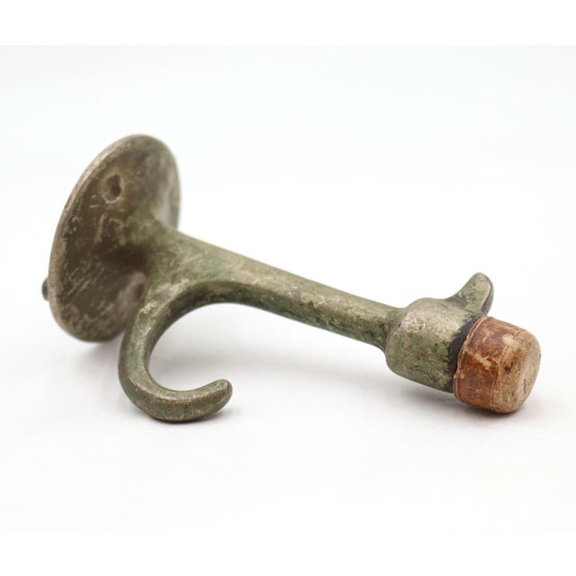 Vintage Nickel Plated Brass Door Stopper Hook For Sale - Image 4 of 6