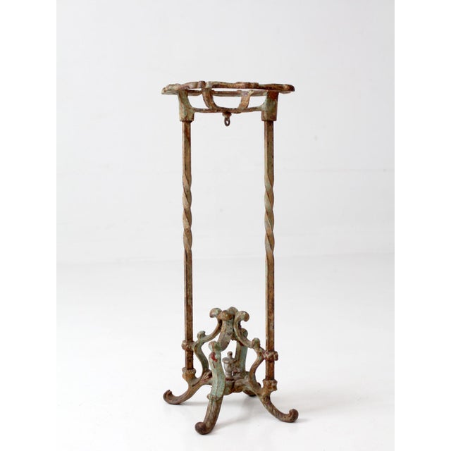 Verdigris Antique Victorian Iron Plant Stand For Sale - Image 8 of 17