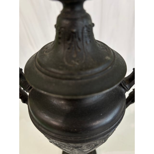 1920s Vintage Neoclassical Cast Iron/Spelter Urns - A Pair For Sale - Image 5 of 10