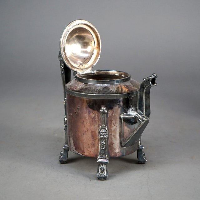 Circa 1890 Antique Silver Plated Footed Tea Set- 4 Pieces For Sale - Image 12 of 12