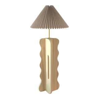 Handmade Modern Perch Sculptural Wood Table Lamp For Sale