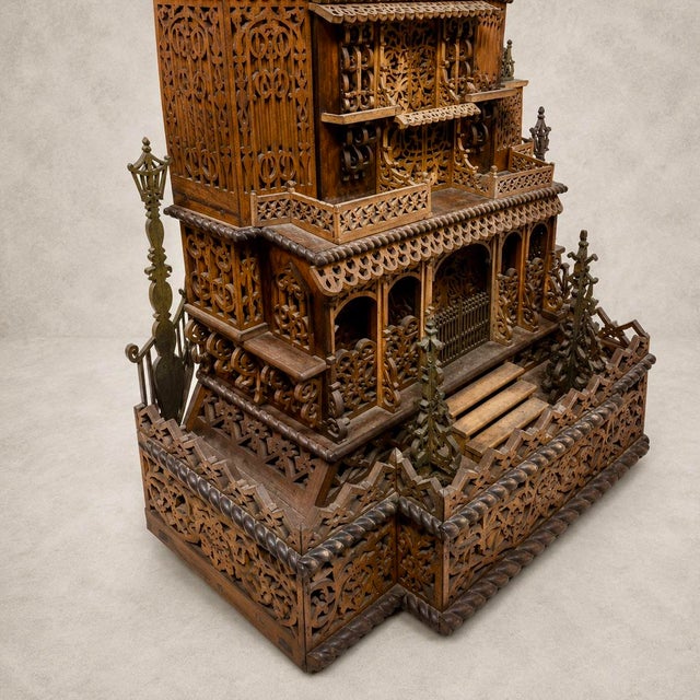 Wood Large Architectural Fretwork Clock Case, 1890s For Sale - Image 7 of 12