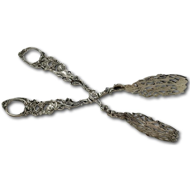 This Really is a Absolutely Beautiful and Quite Unusual Set of Antique Silver Pastry - Cannoli Serving Tongs. Large Size &...