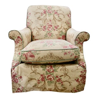 Lee Industries English Arm Chair With Waterfall Skirt For Sale