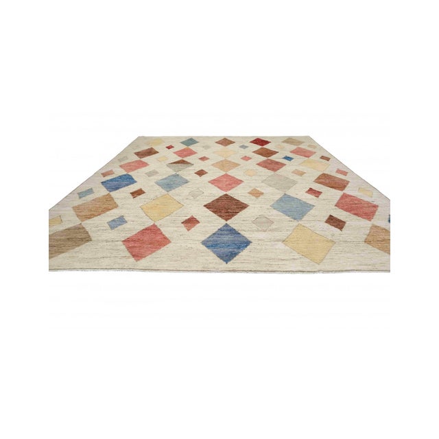 Mid-Century Modern Large Multicolor Modern Wool Rug For Sale - Image 3 of 8