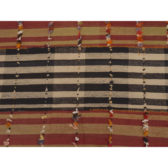 Textile 1970s Vintage Handmade Wool Cotton Orange Kilim Wide Runenr Rug For Sale - Image 7 of 11