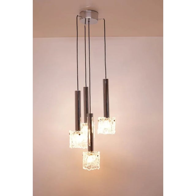 Mid-Century Modern Chrome and Glass Cascading Ceiling Light For Sale - Image 3 of 9