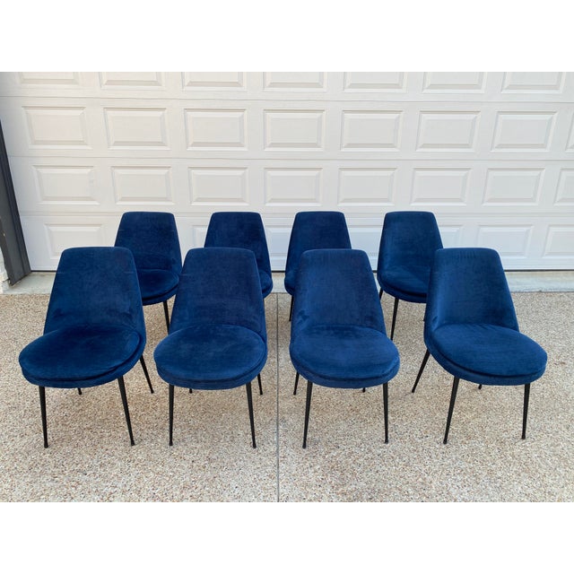 West Elm Blue "MidCentury Style" Dining Chairs Set of 8 Chairish