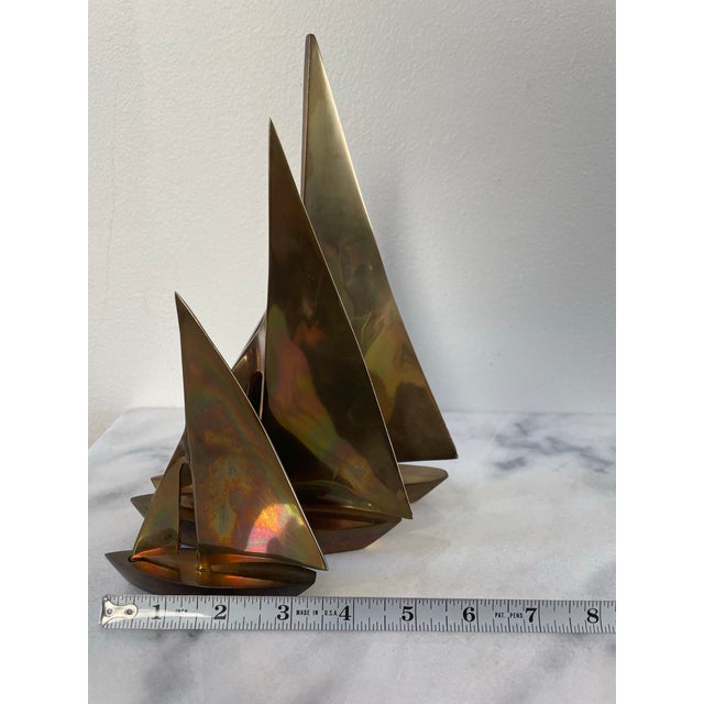 Vintage Collection of Brass Sailboat Figurines- Set of 3 For Sale In Seattle - Image 6 of 7